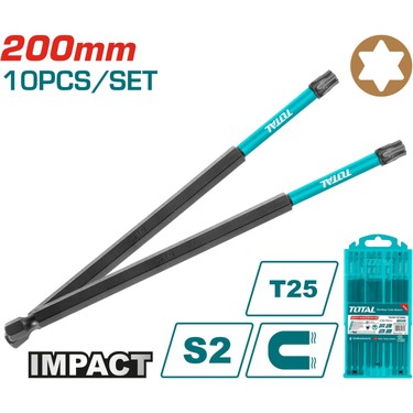 TOTAL DARBELİ 200 MM T25 TORX BİTS UCU
