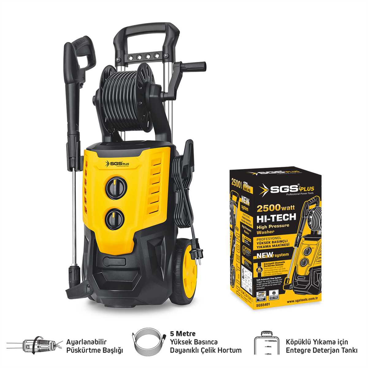 SGS YÜKSEK BASINÇLI YIKAMA MAKİNASI 2500 WATT 170...