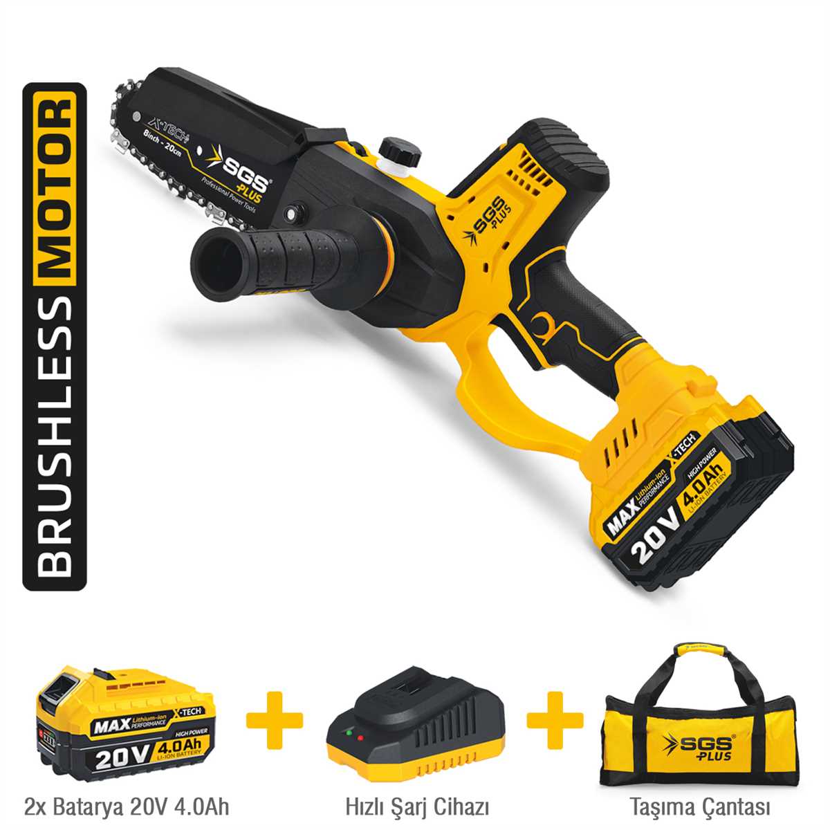 SGS AĞAÇ BUDAMA TESTERESİ 200 MM 20 VOLT 2*4.0 AH...