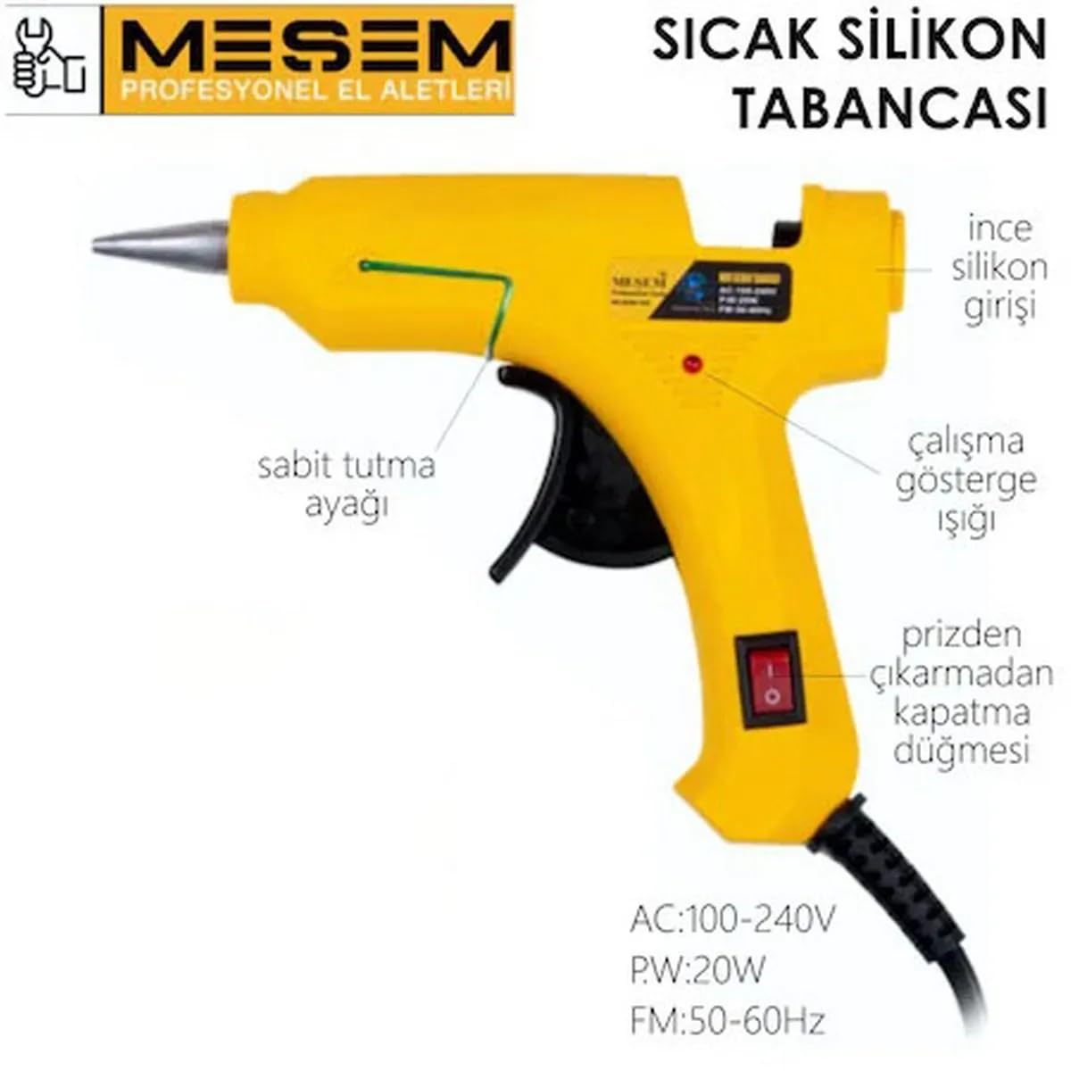 MEŞEM MUM SİLİKON TABANCA İNCE 20W 