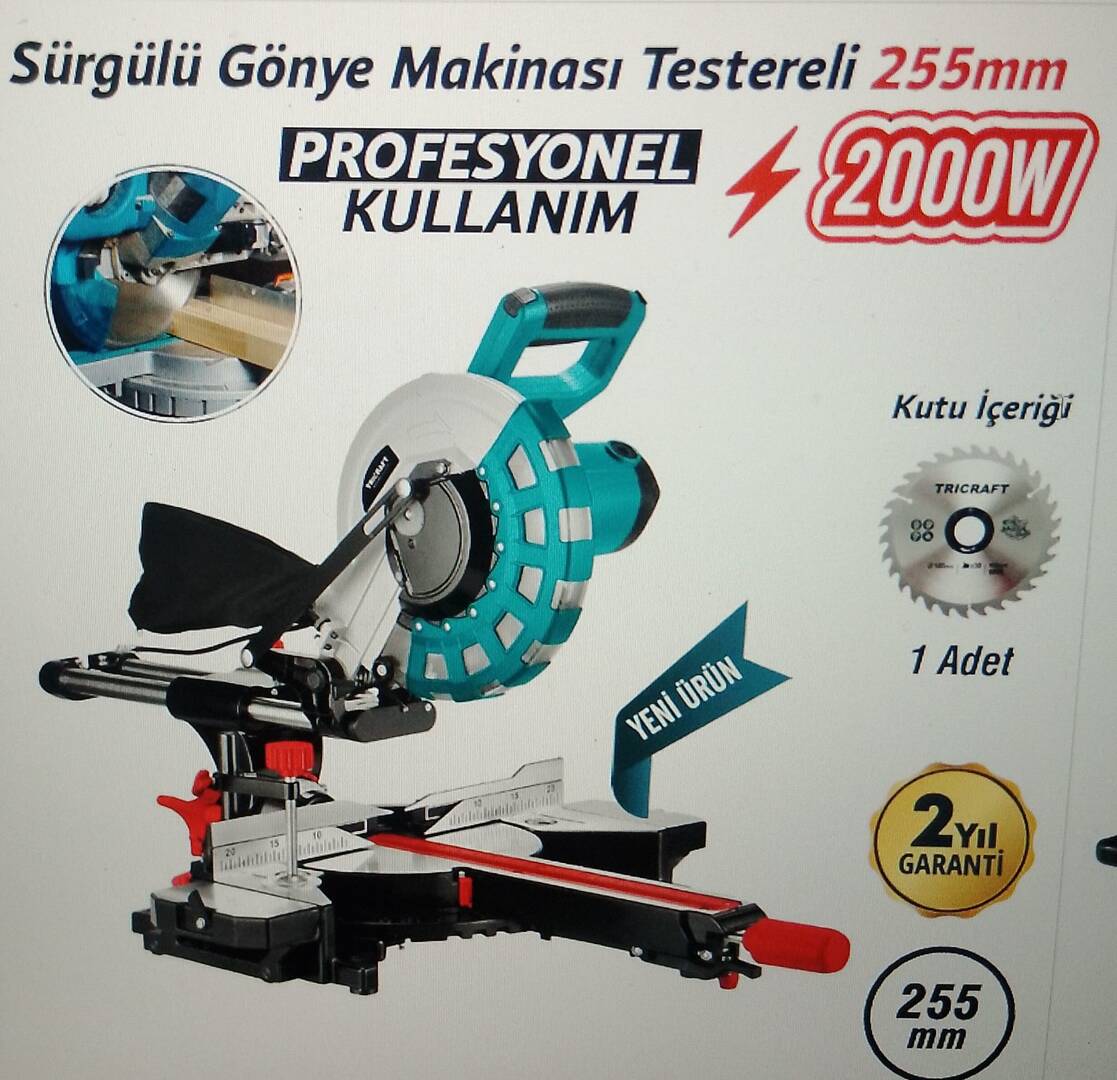 TRİCRAFT SÜRGÜLÜ GÖNYE MAKİNASI TESTERELİ 2000 W 2...