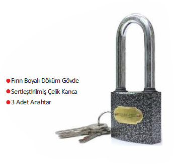 TRİ-MAX  38 MM GRİ SENTETİK UZUN ASMA KİLİT