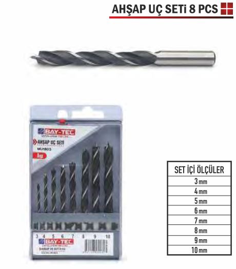BAY-TEC AHŞAP UÇ SETİ 8 PARÇA 