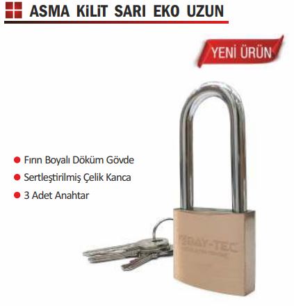 TRİ-MAX SARI ASMA KİLİT UZUN EKO 38 MM