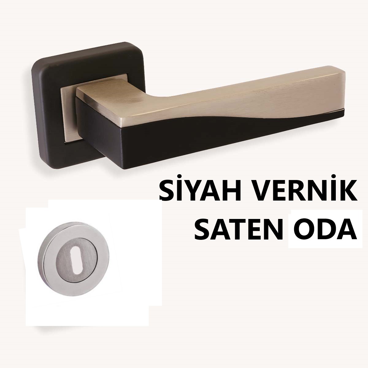 ALÜ. DERYA KARE ROZETLİ MAT SİYAH VERNİK SATEN ODA