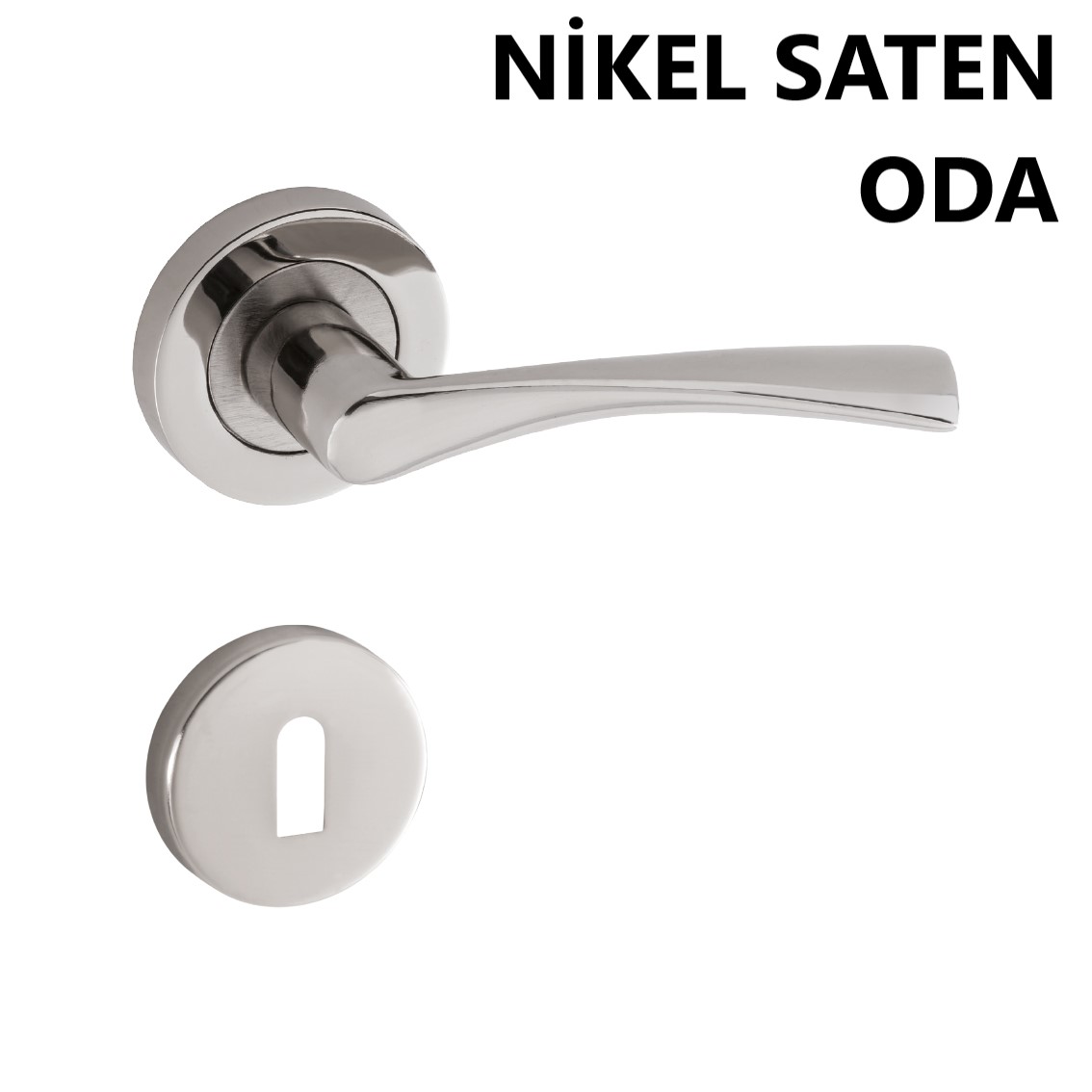 ALÜ. LERZAN ROZETLİ NİKEL SATEN ODA KAPI KOLU