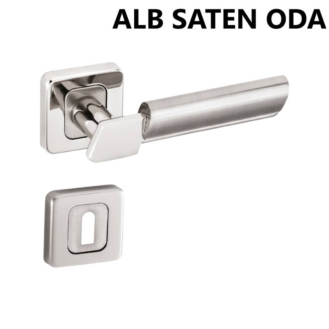 ALÜ LİNDA KARE ROZETLİ ALB SATEN ODA KAPI KOLU