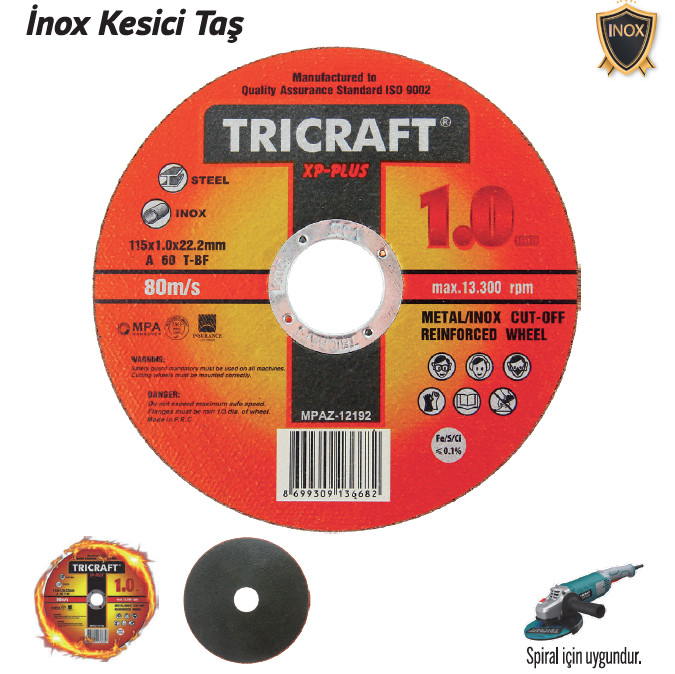 TRİCRAFT İNOX KESİCİ TAŞ 125X1.0X22MM
