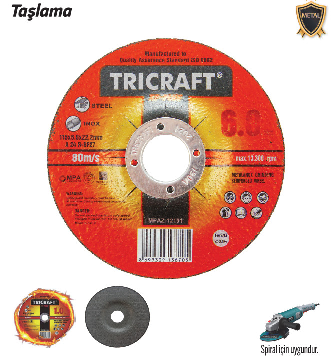 TRİCRAFT TAŞLAMA 180X6.0X22MM