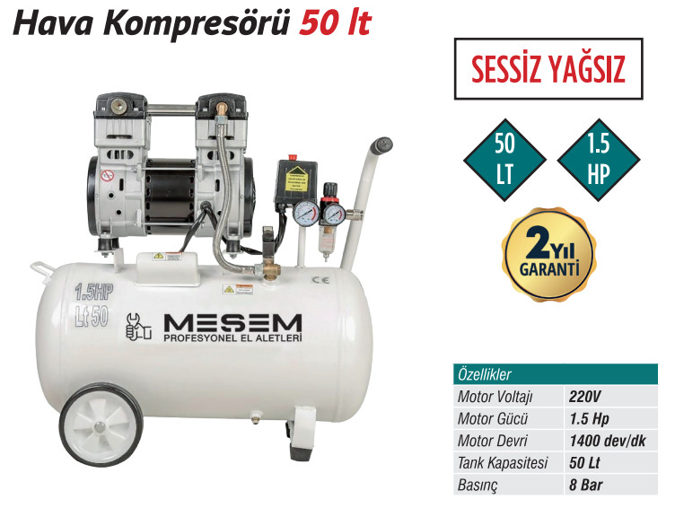 TRİCRAFT HAVA KOMPRESÖRÜ  SESSİZ YAĞSIZ 50 LT 1,5...