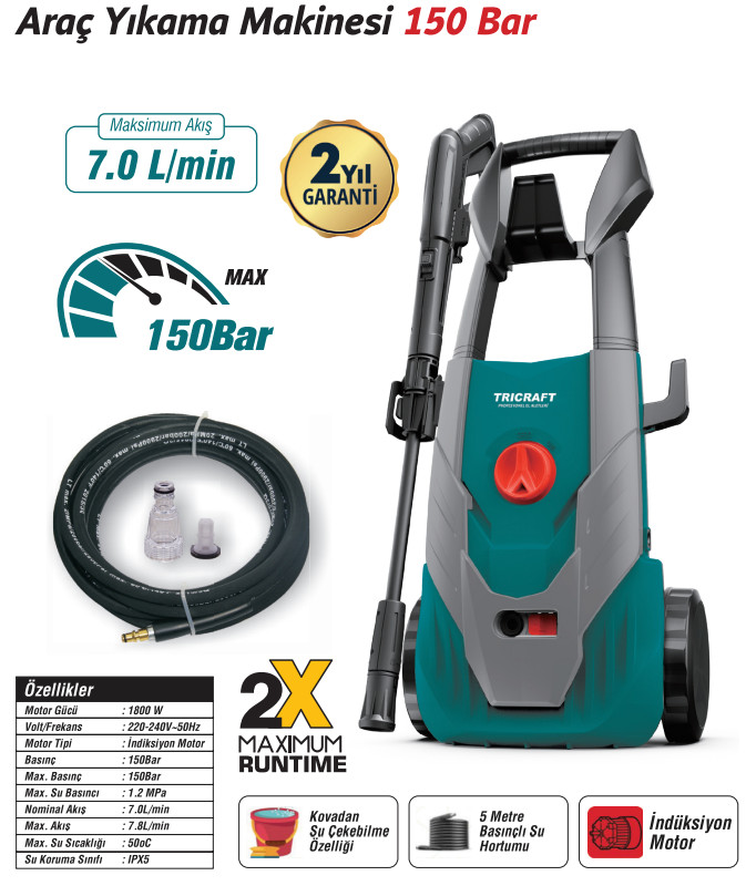 TRİCRAFT ARAÇ YIKAMA MAKİNESİ 150 BAR