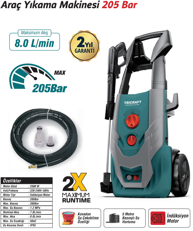 TRİCRAFT ARAÇ YIKAMA MAKİNESİ 205 BAR