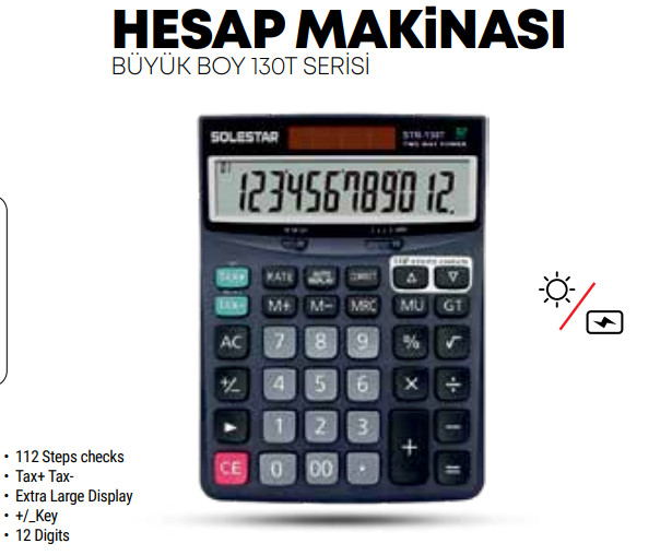 SOLESTAR HESAP MAKİNASI BÜYÜK BOY 130T SERİSİ