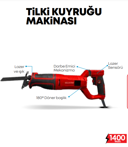 SOLESTAR TİLKİ KUYRUĞU MAKİNESİ LAZER SENSÖRLÜ 140...