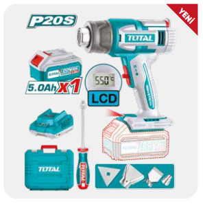 TOTAL Lİ-İON AKÜLÜ SICAK HAVA TABANCASI - LED 20 V...