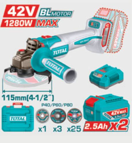 TOTAL LI-ION AKÜLÜ KÖMÜRSÜZ TAȘLAMA 42V