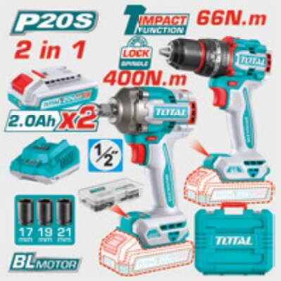 TOTAL DARBELİ MATKAP 66NM , SOMUN SÖKME400 NM 2İN1...