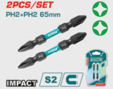 TOTAL DARBELİ 65MM 2 Lİ ÇİFT TARAFLI BİTS UÇ PH2/P...