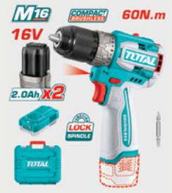 TOTAL Lİ-İON AKÜLÜ KÖMÜRSÜZ MATKAP 16V 2,0 AH