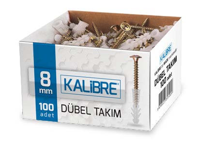 MADE 8MM KALİBRE DÜBEL TAKIM BEYAZ 100 LÜ (PUL BAŞ...