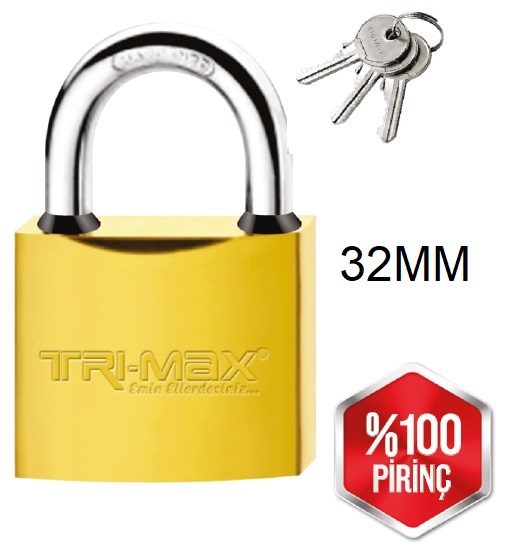 TRİ-MAX 32 MM SARI PİRİNÇ ASMA KİLİT