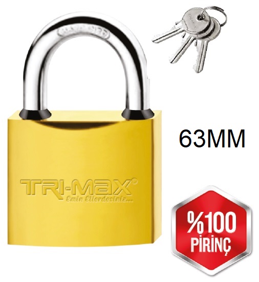 TRİ-MAX 63 MM SARI PİRİNÇ ASMA KİLİT