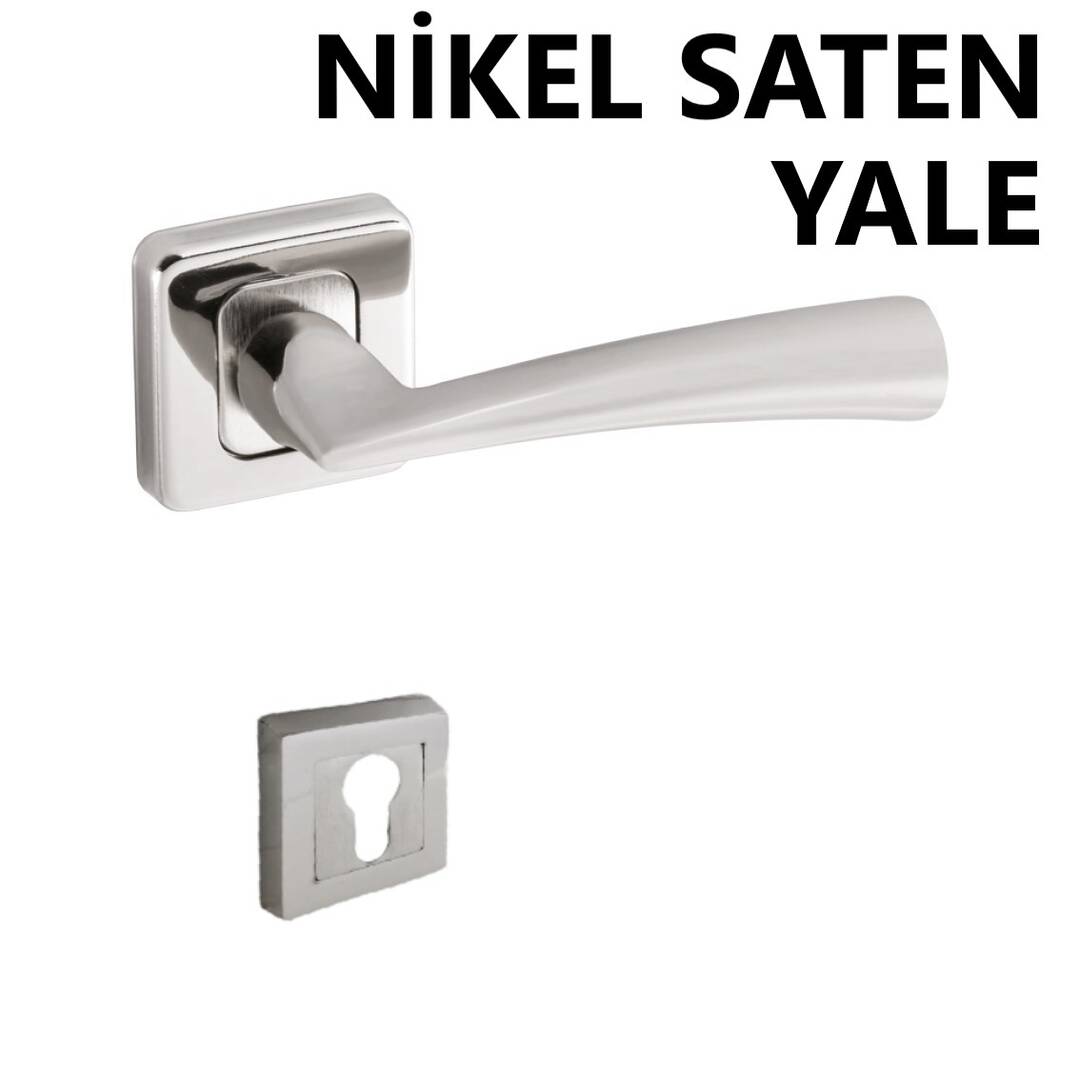 ALÜ. HAZAL KARE ROZETLİ NİKEL SATEN YALE KAPI KOLU