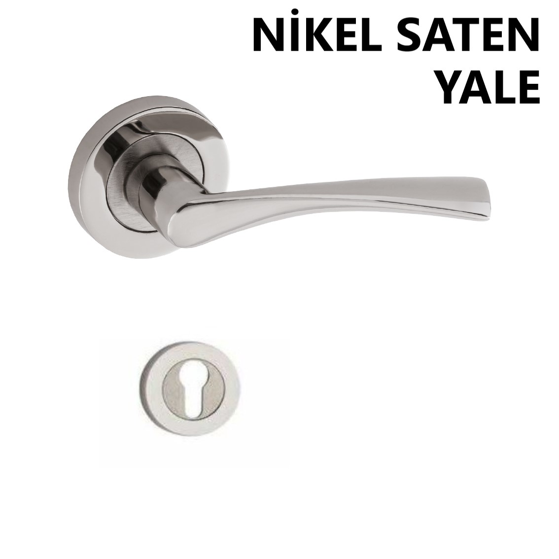 ALÜ. LERZAN ROZETLİ NİKEL SATEN YALE KAPI KOLU