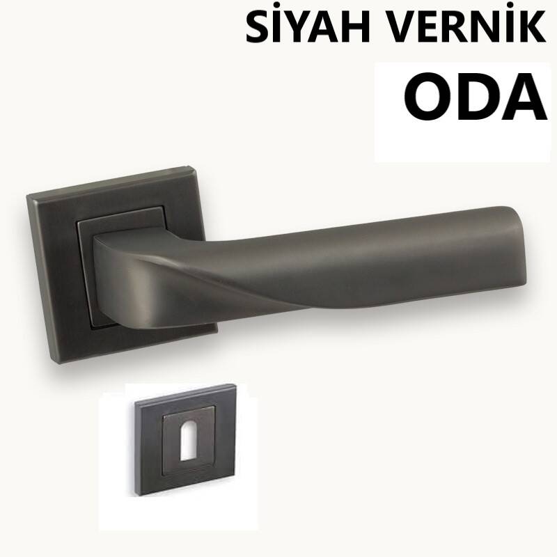 ALÜ. NOYAN KARE ROZET MAT SİYAH VERNİK ODA KAPI KO...