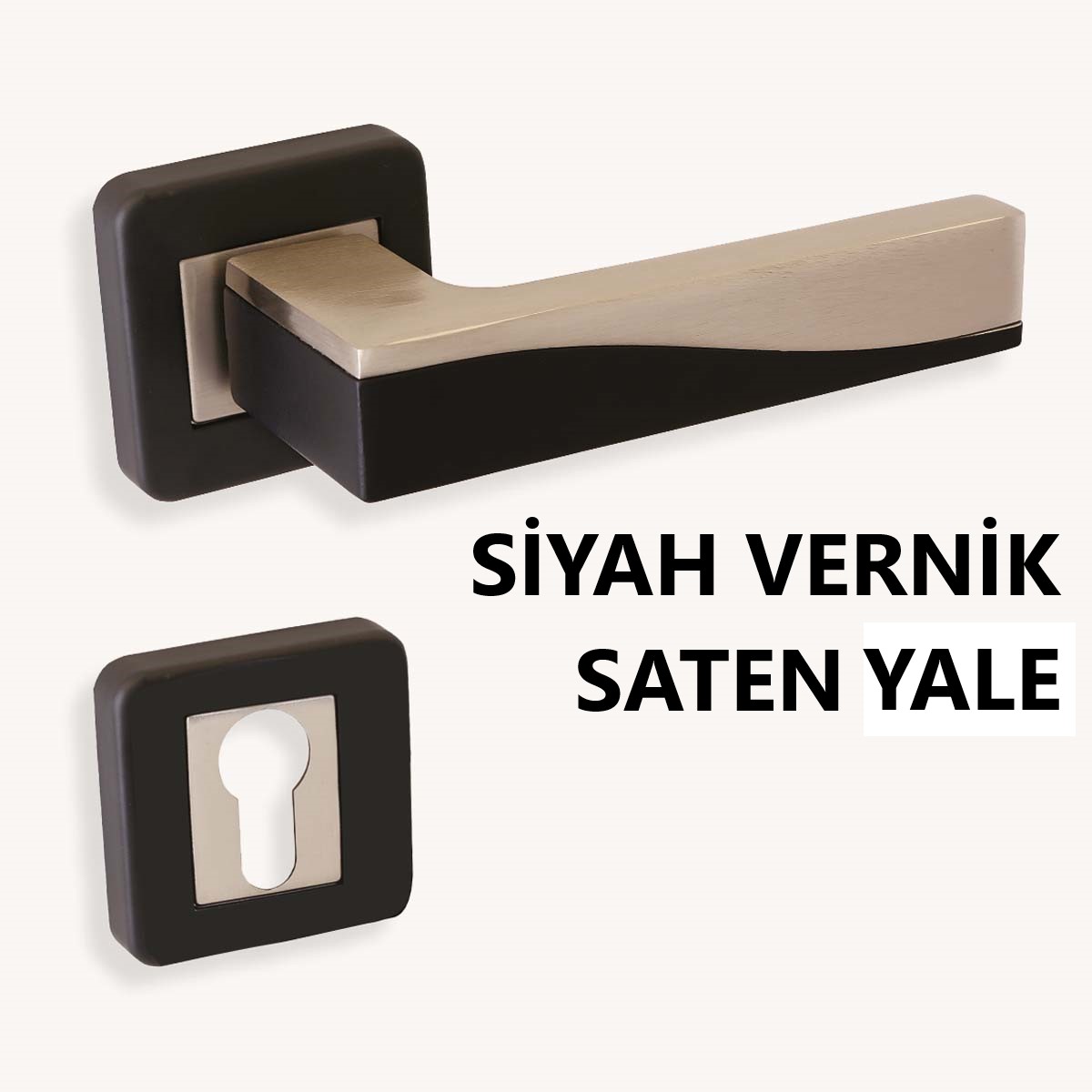 ALÜ. DERYA KARE ROZETLİ MAT SİYAH VERNİK SATEN YAL...