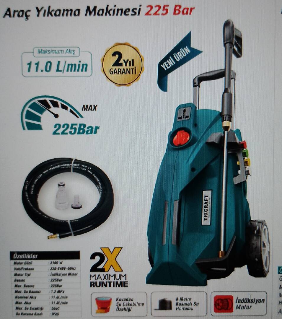 TRİCRAFT ARAÇ YIKAMA MAKİNESİ 225 BAR