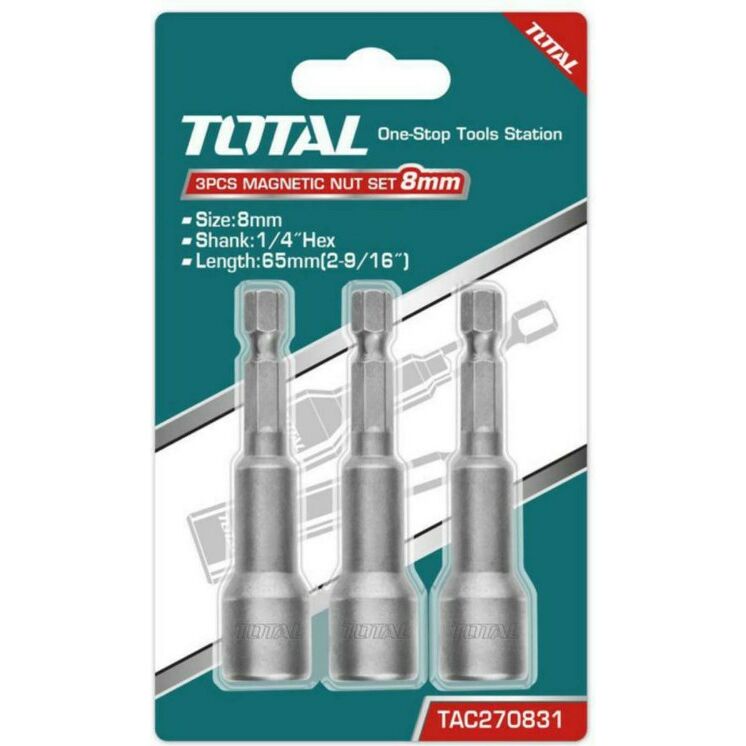 TOTAL 3 PARÇA 8 MM MANYETİK SOMUN SETİ