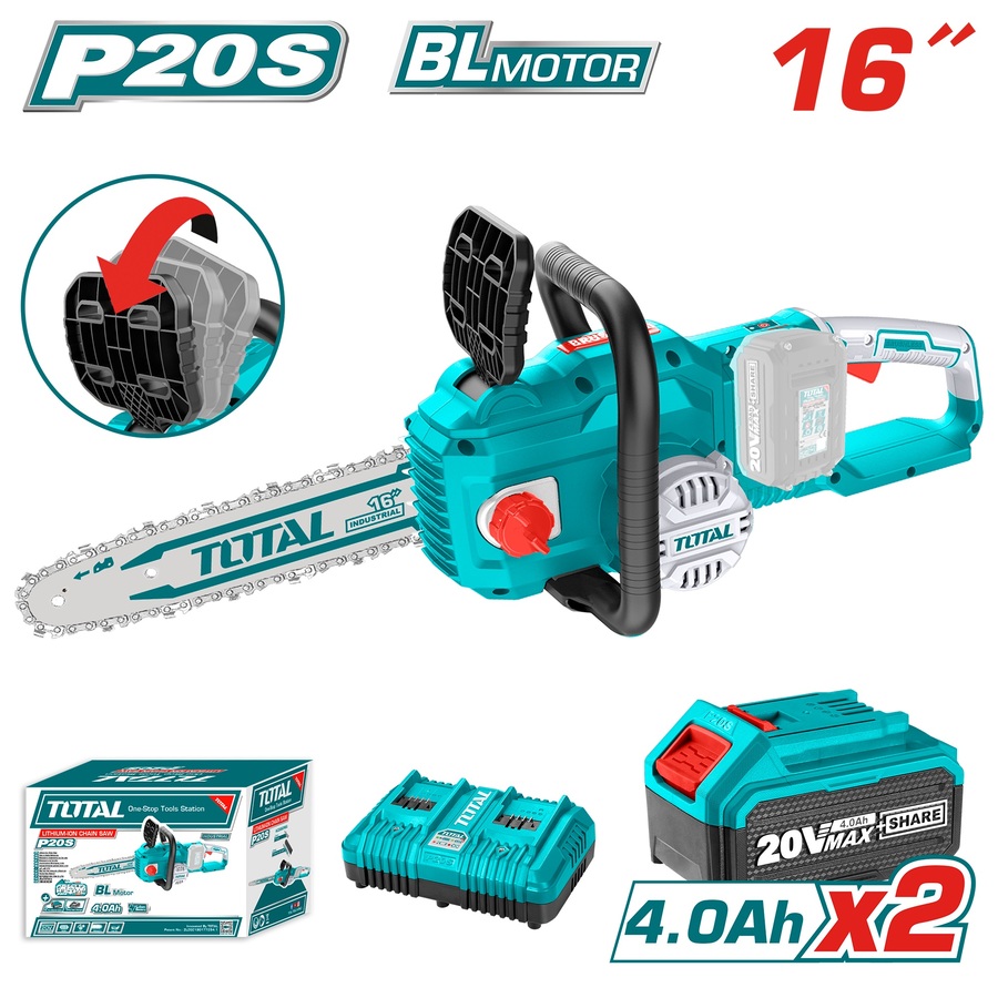 TOTAL Lİ-İON AKÜLÜ ZİNCİRLİ TESTERE 40V 2,0 AH